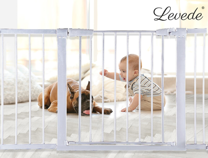 Levede Baby Safety Gate Adjustable Pet White 10cm Extension