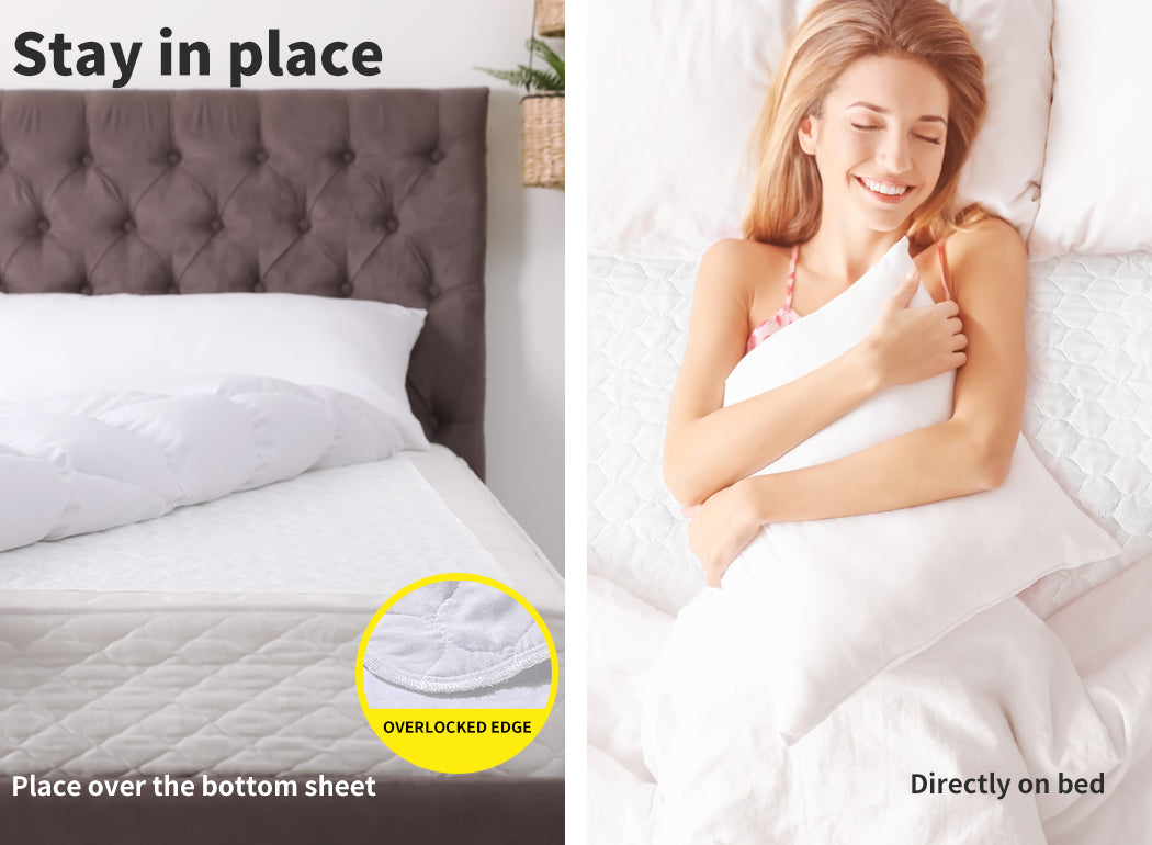 2x Bed Pad Waterproof Bed Protector - Levede