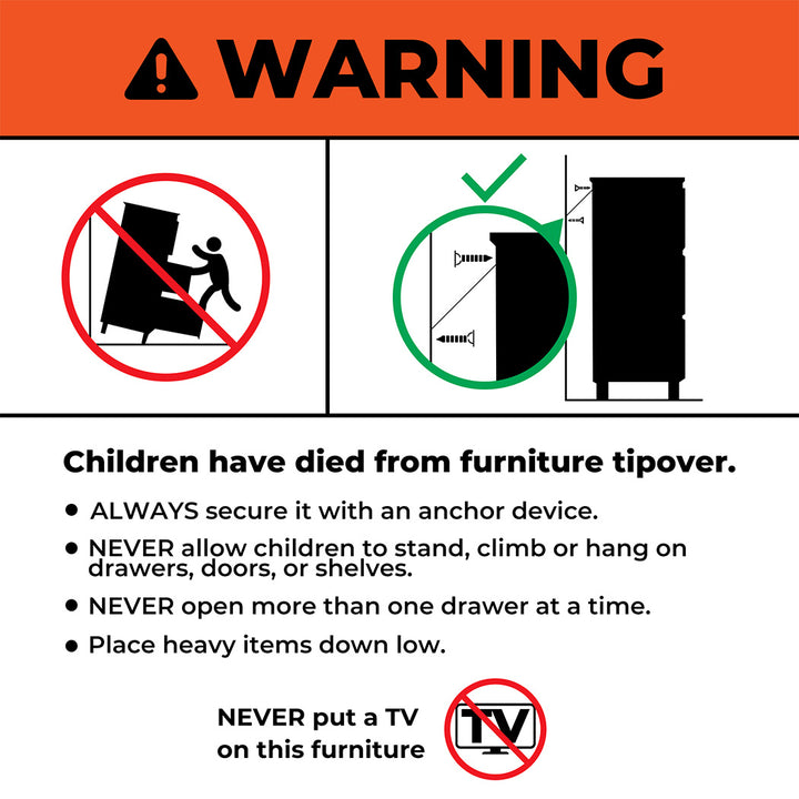 Warning label for Bedside table