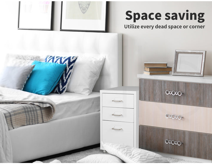 White 3 Drawer Office Drawers Cabinet 