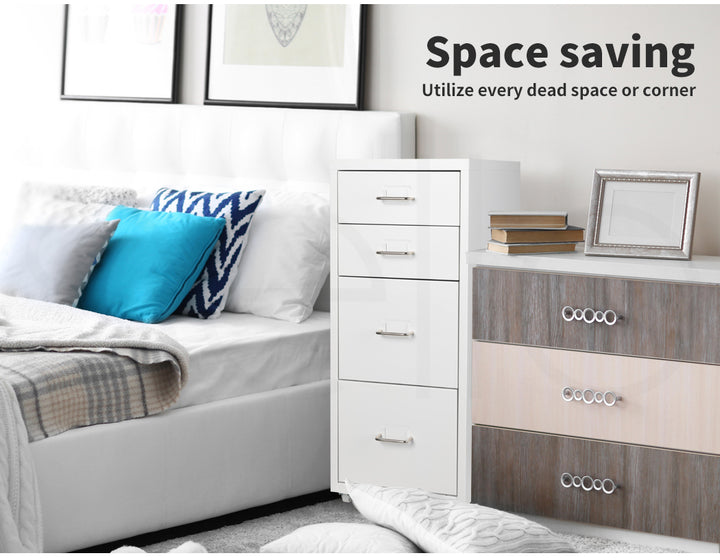 White 4 Drawer Office Cabinet with steel frame