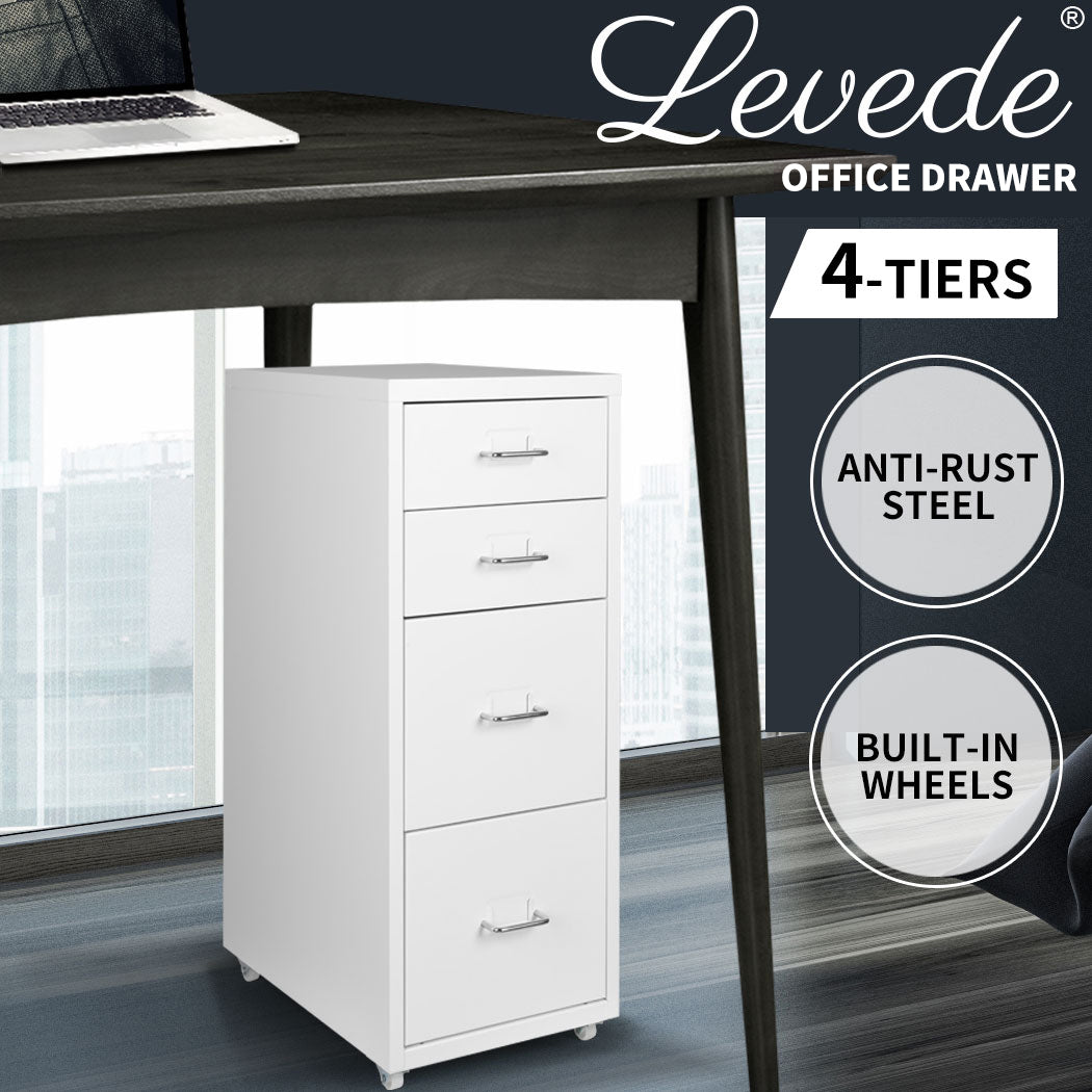 White 4 Drawer Office Cabinet with steel frame