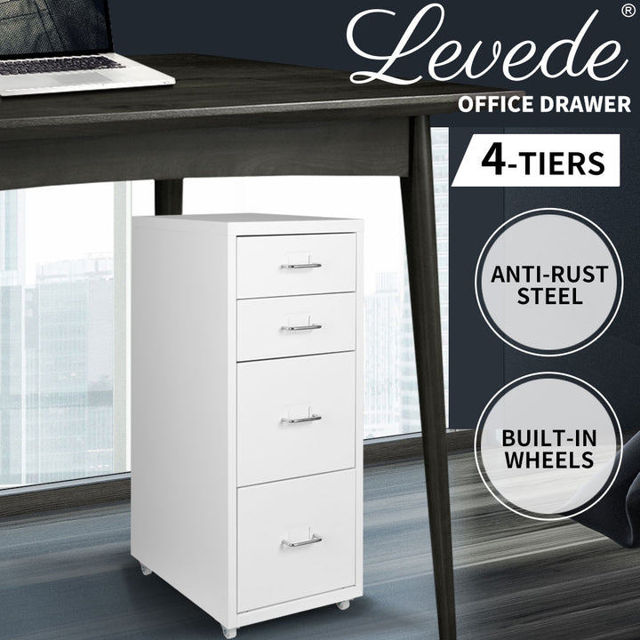 White 4 Drawer Office Cabinet with steel frame