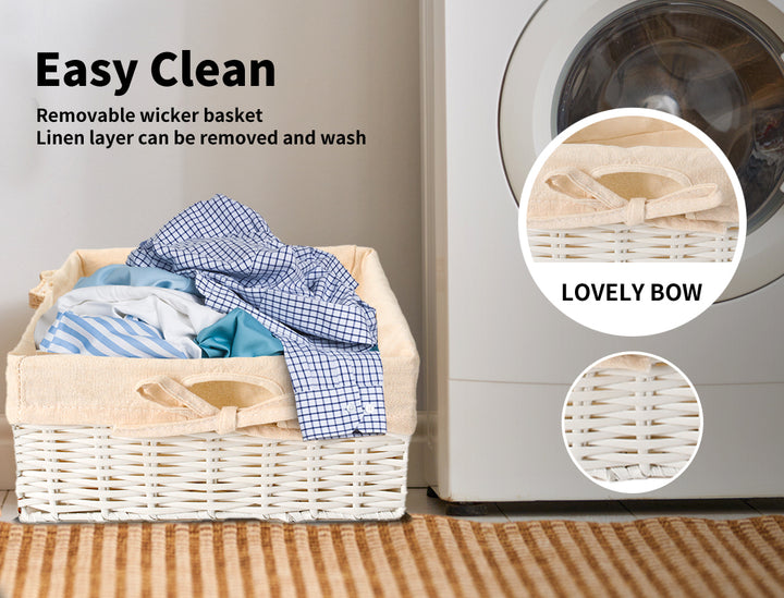White 6 Drawer Storage Cabinet with Baskets