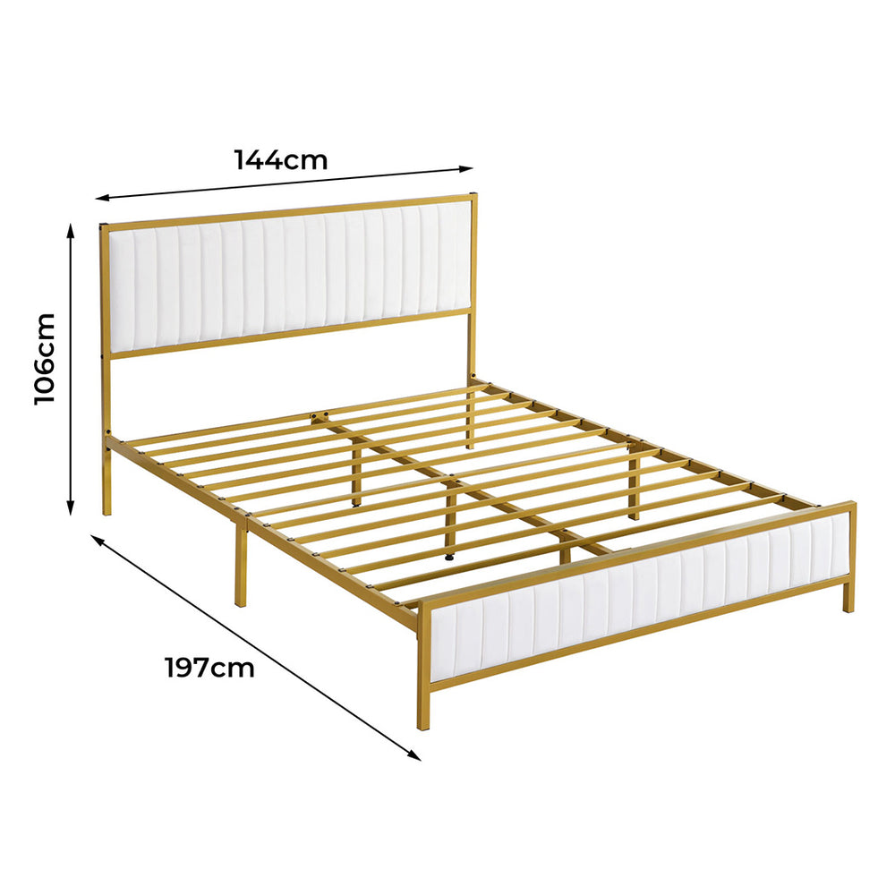 White Double Metal Bed Frame Dimensions