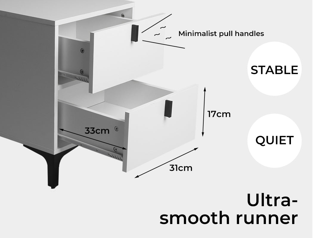 White Drawer Storage Bedside Table Drawer size