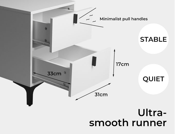 White Drawer Storage Bedside Table Drawer size