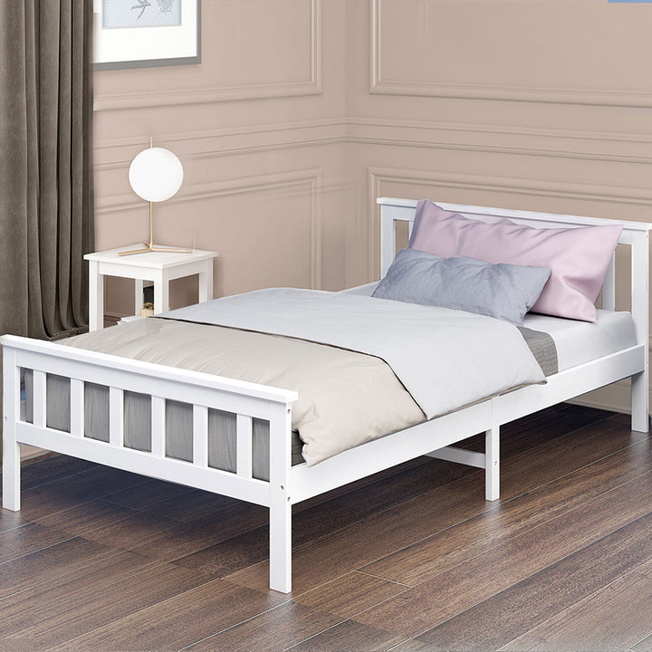 Levede Wooden Bed Frame King Single White