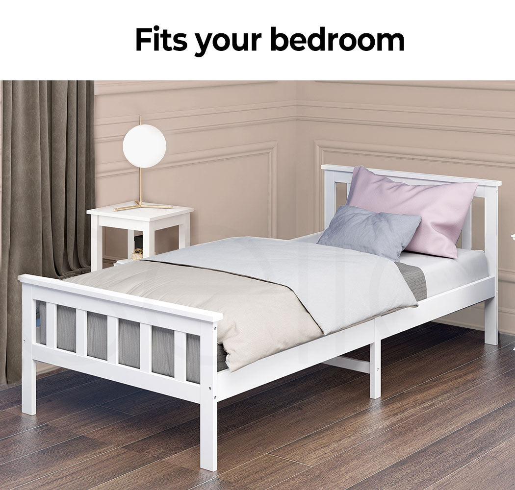 Levede White Wooden Bed Frame