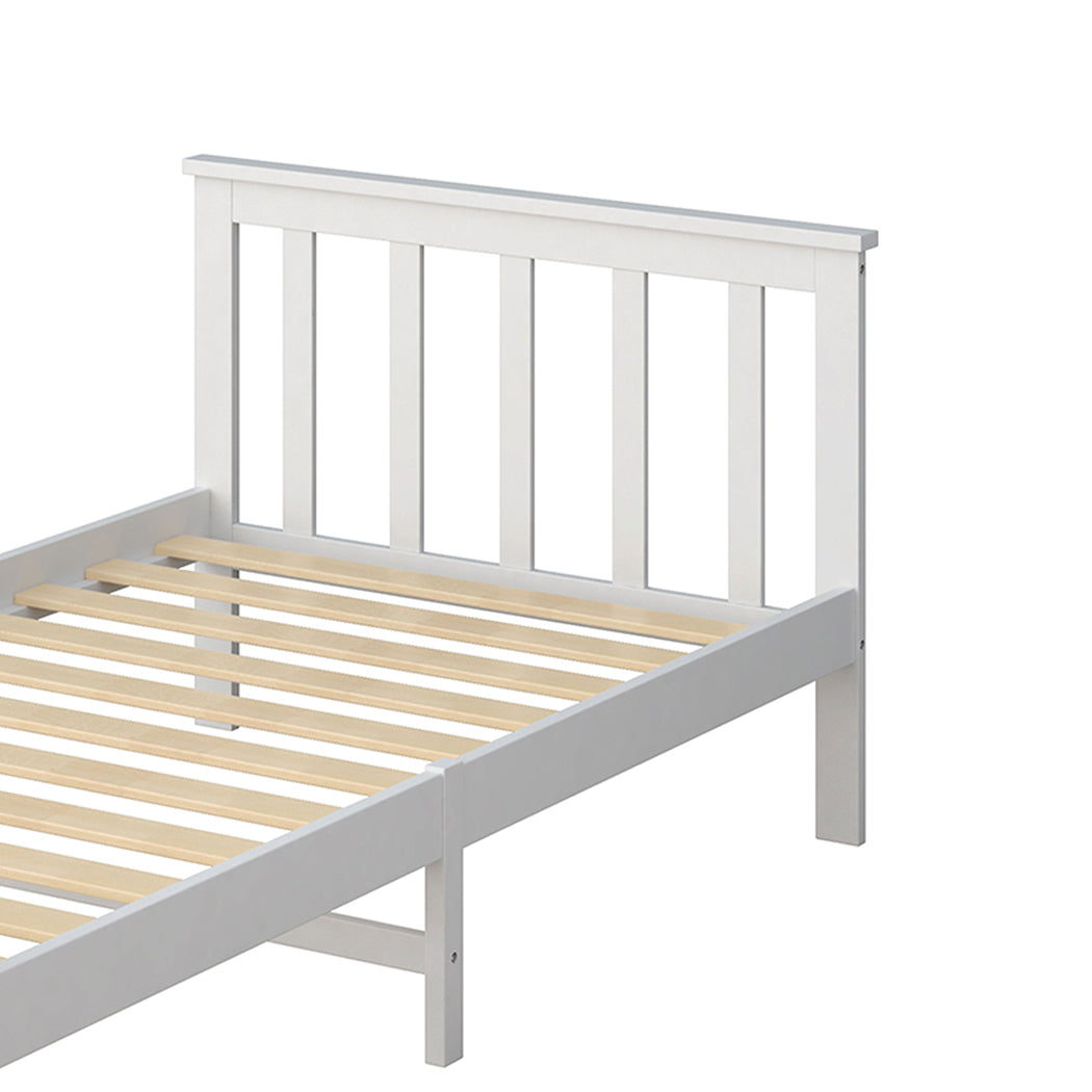 White Finish Wooden Bed Frame Single