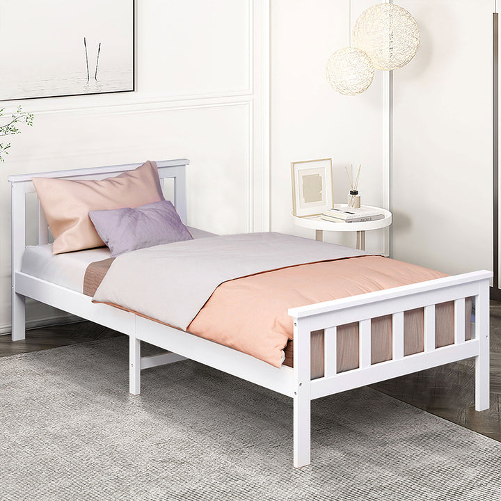 White Finish Wooden Bed Frame Single 