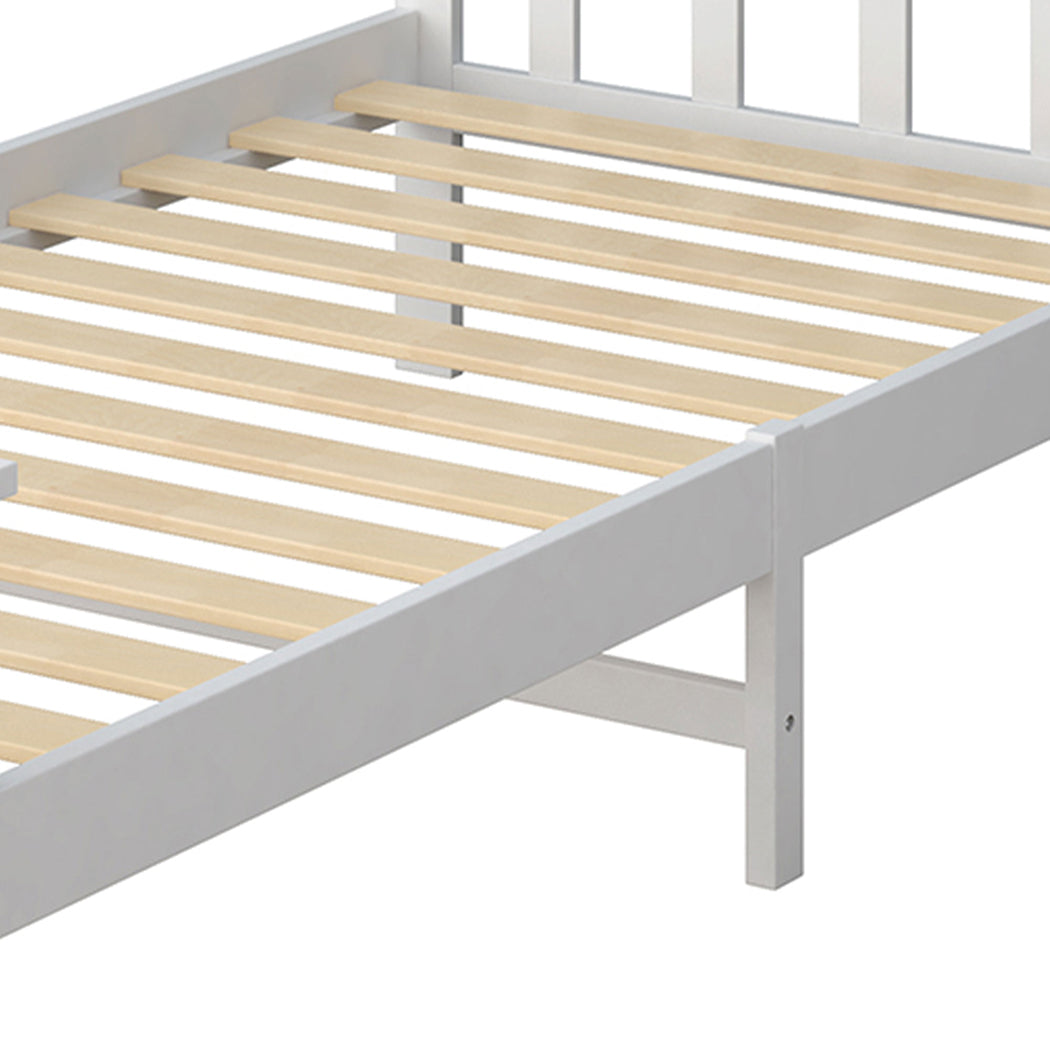 White Finish Wooden Bed Frame Slats