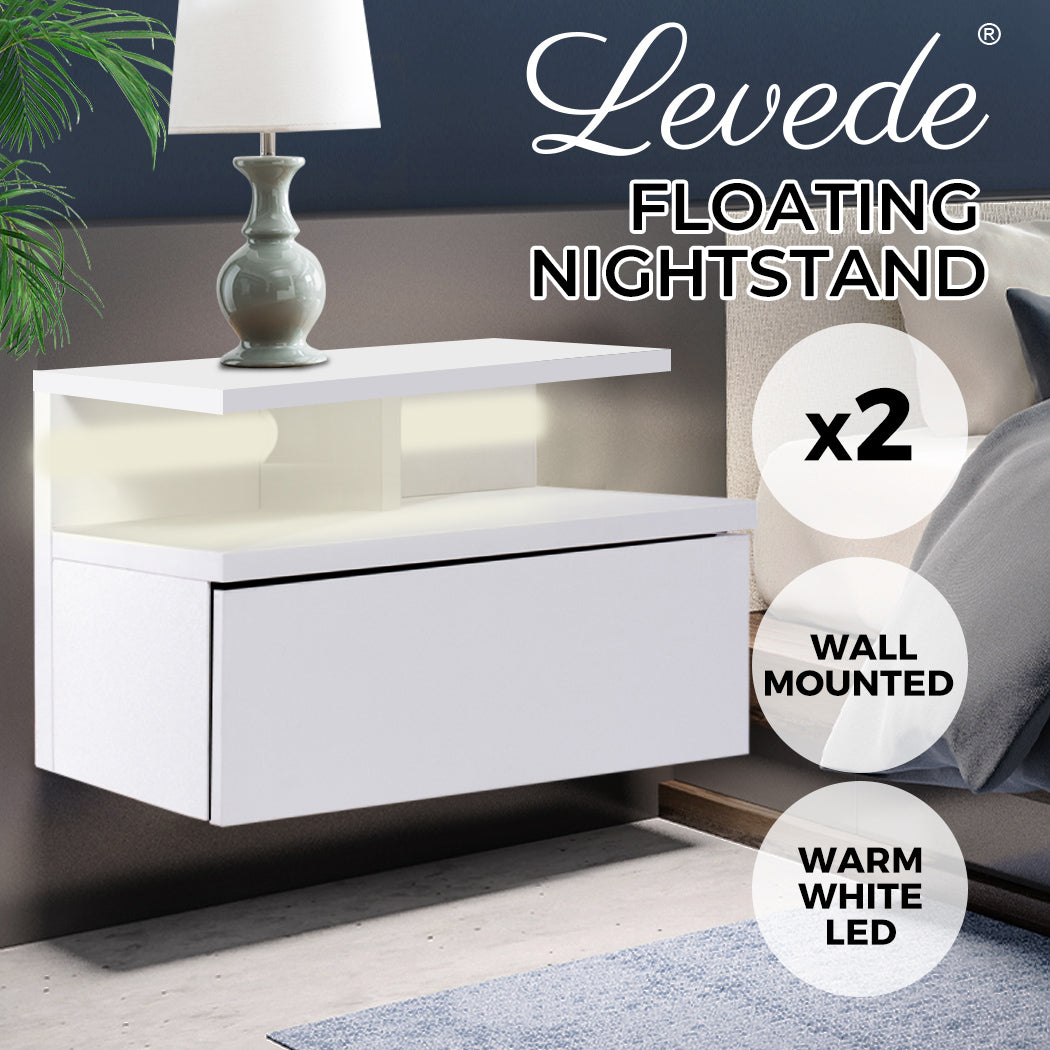 White Wall-Mounted Floating Bedside Table 