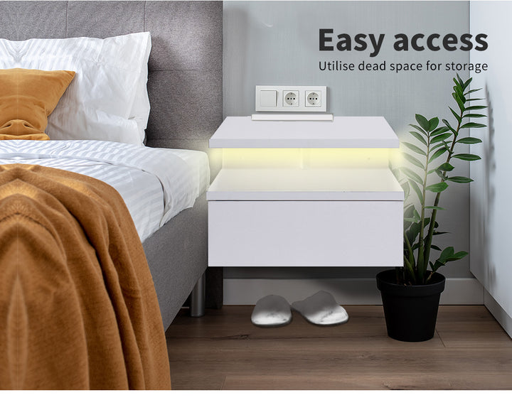 White Wall-Mounted Floating Bedside Table 