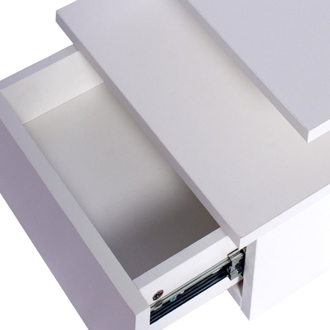 White Wall-Mounted Floating Bedside Table with open drawer