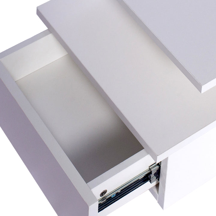White Wall-Mounted Floating Bedside Table with open drawer
