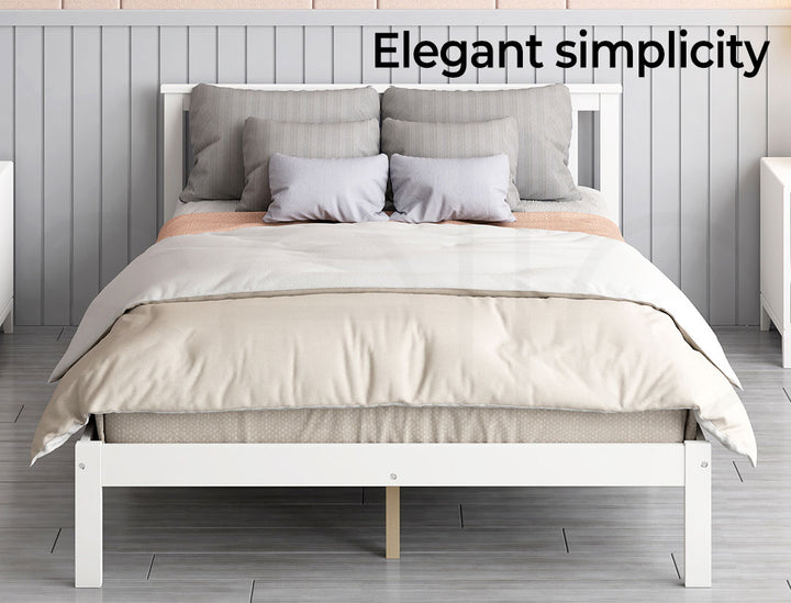 White Wooden Bed Frame