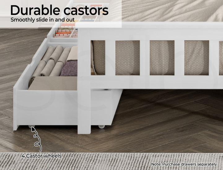 Double Wooden Bed Frame Full White