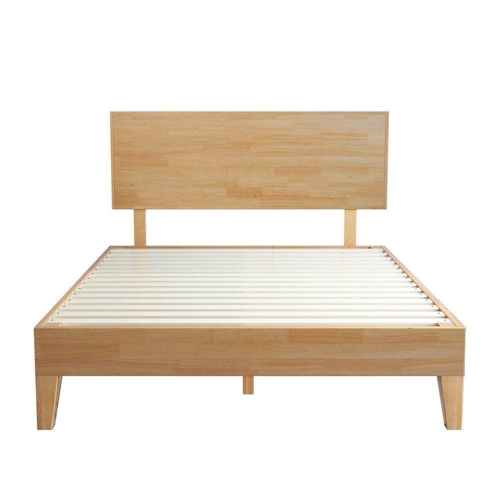 Wooden Bed Frame with Rubberwood Headboard
