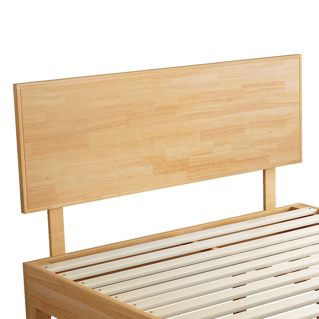 Wooden Bed Frame with Rubberwood Headboard