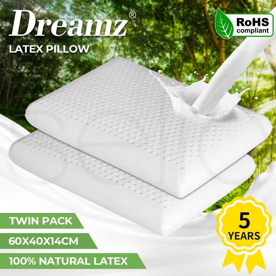 Dreamz 2x Natural Latex Pillow Removable - Levede