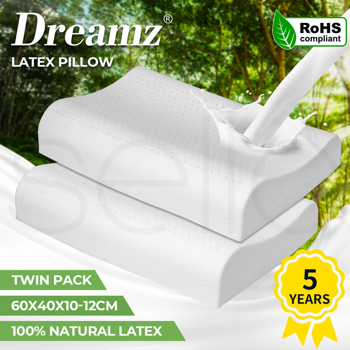 Dreamz 2x Natural Latex Pillow Removable - Levede