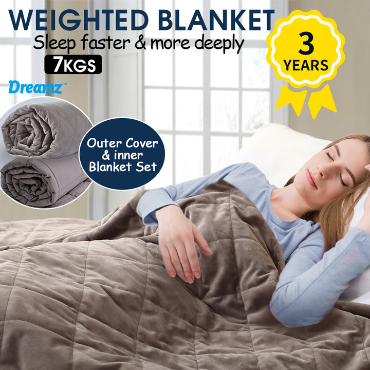 DreamZ 7KG Anti Anxiety Weighted Blanket for Adults - Heavy Gravity Comfort - Levede