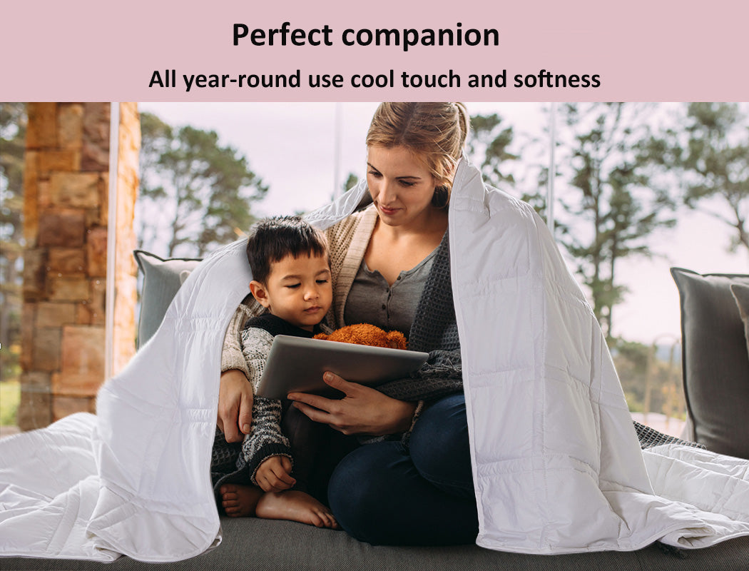 Dreamz Weighted Blanket Summer Cotton White Double and Single - Levede