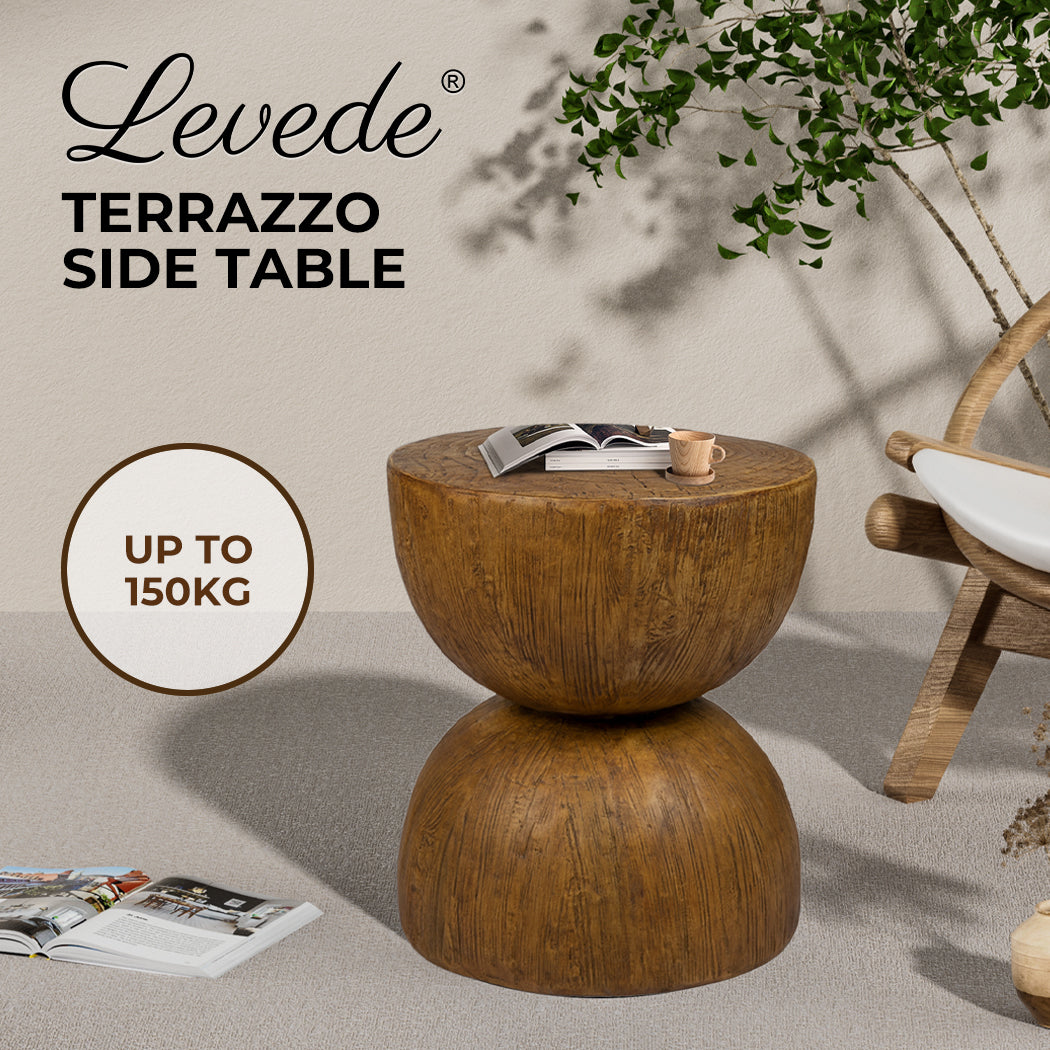 Book on Levede Side Table Terrazzo Round Oak 