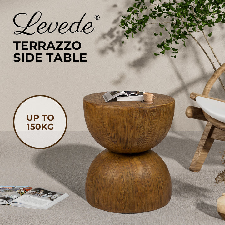 Book on Levede Side Table Terrazzo Round Oak 
