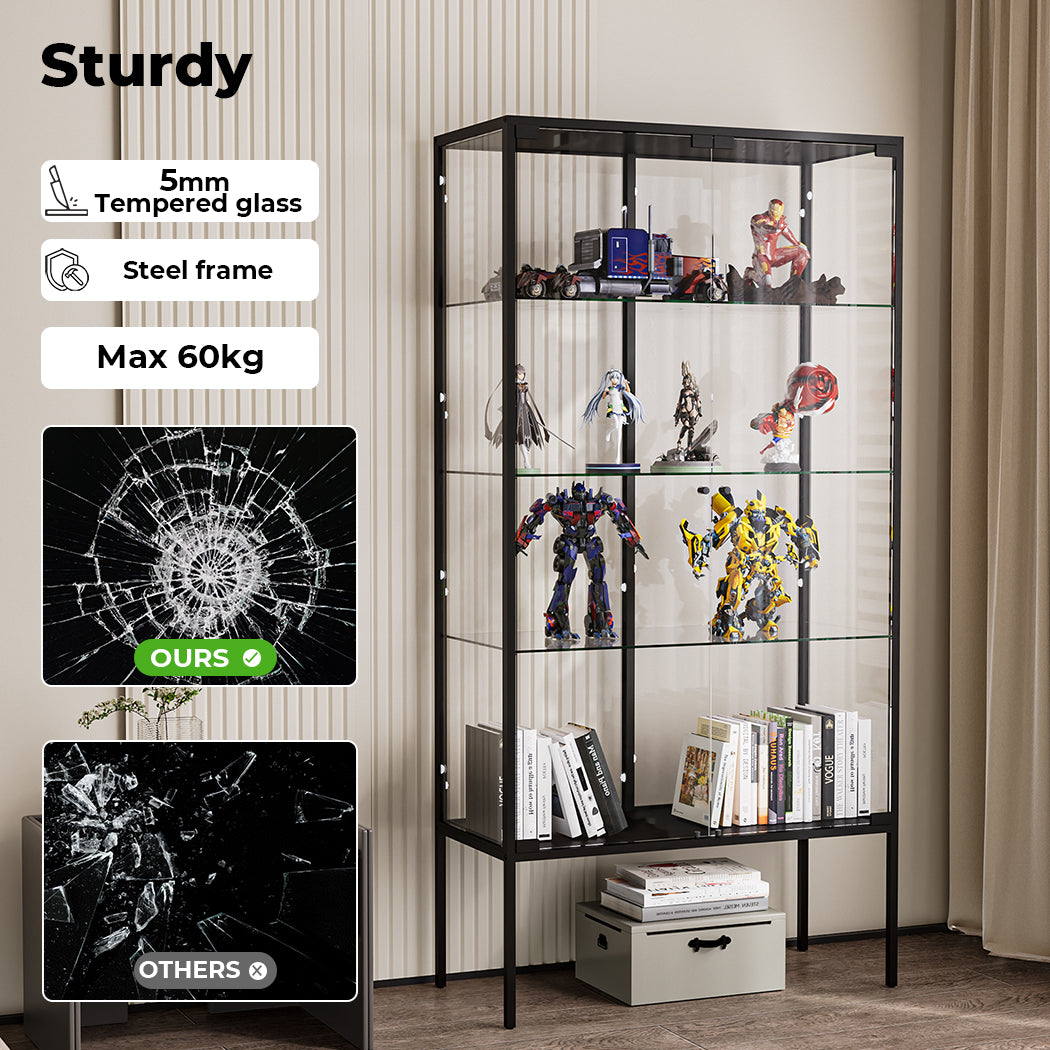 Glass Display Cabinet Heavy Duty 160cm Tall High Transparency Jewlery