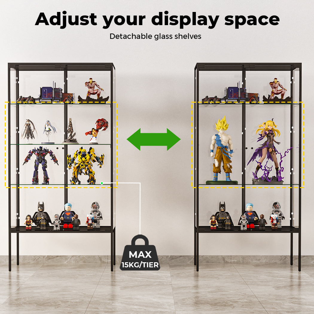 Glass Display Cabinet Heavy Duty 160cm Tall High Transparency Jewlery