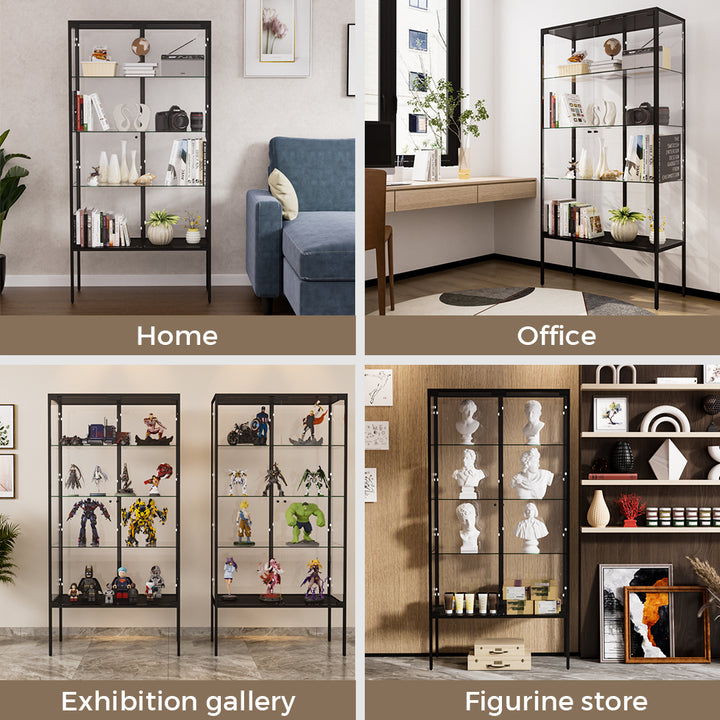 Glass Display Cabinet Heavy Duty 160cm Tall High Transparency Jewlery