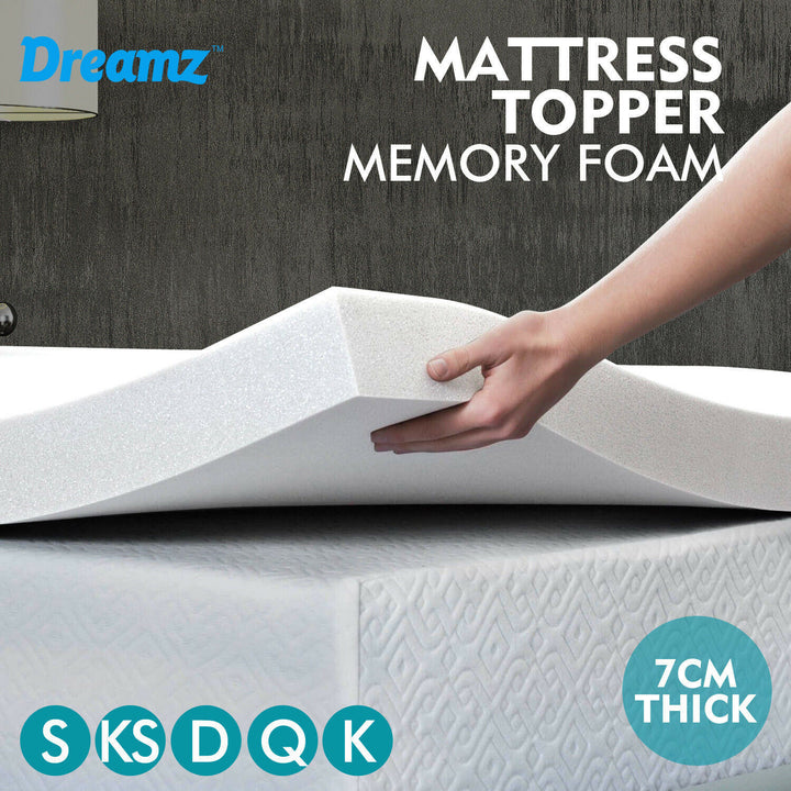 DreamZ 7cm Memory Foam Bed Mattress - Levede