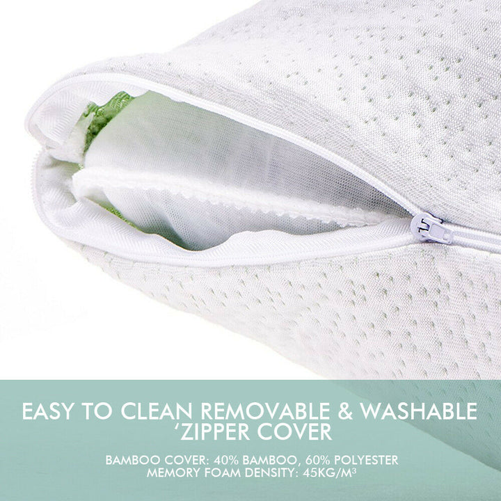 2x Memory Foam Pillow Bamboo