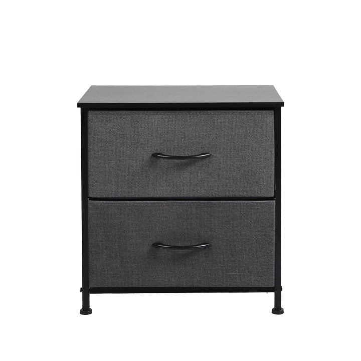 Fabric 2-Drawer Bedside Table with Wooden Top