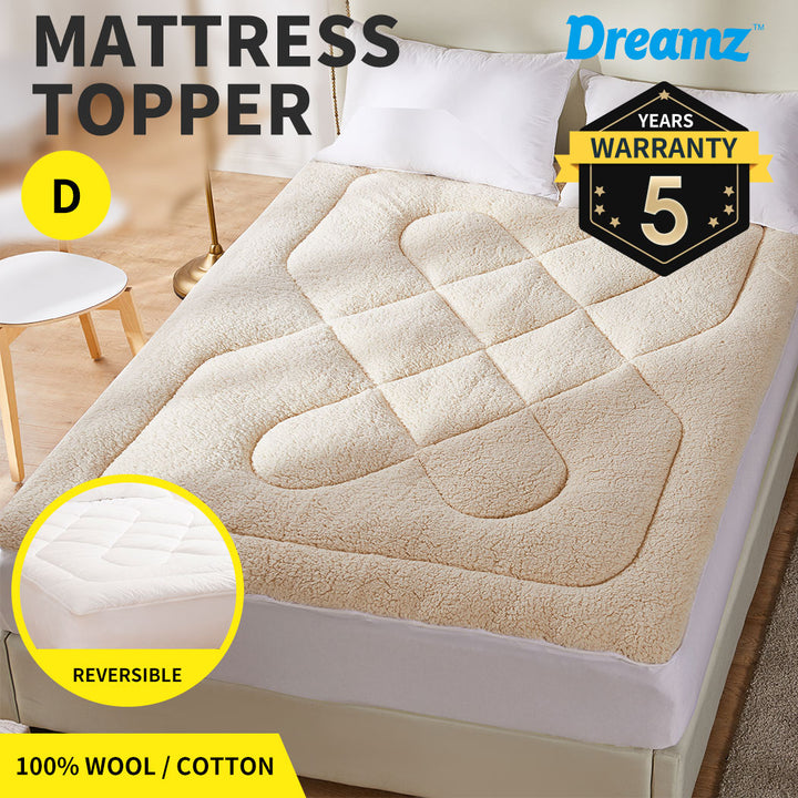 DreamZ Mattress Topper 100% Wool Underlay - Levede