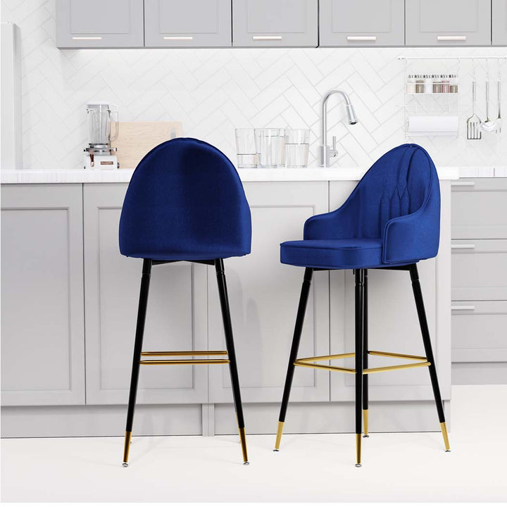 Levede 2X Velvet Swivel Bar Stools - Levede