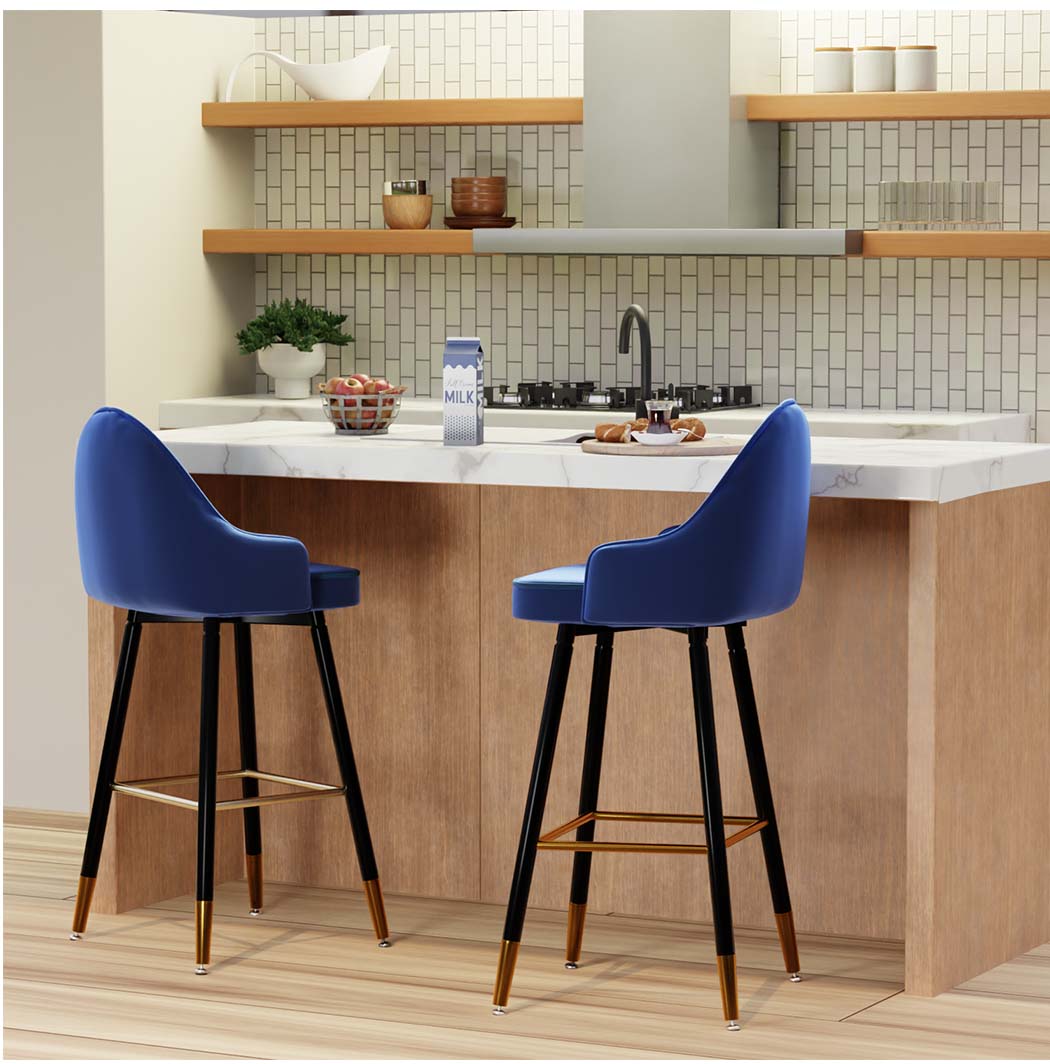 Levede 2X Velvet Swivel Bar Stools - Levede