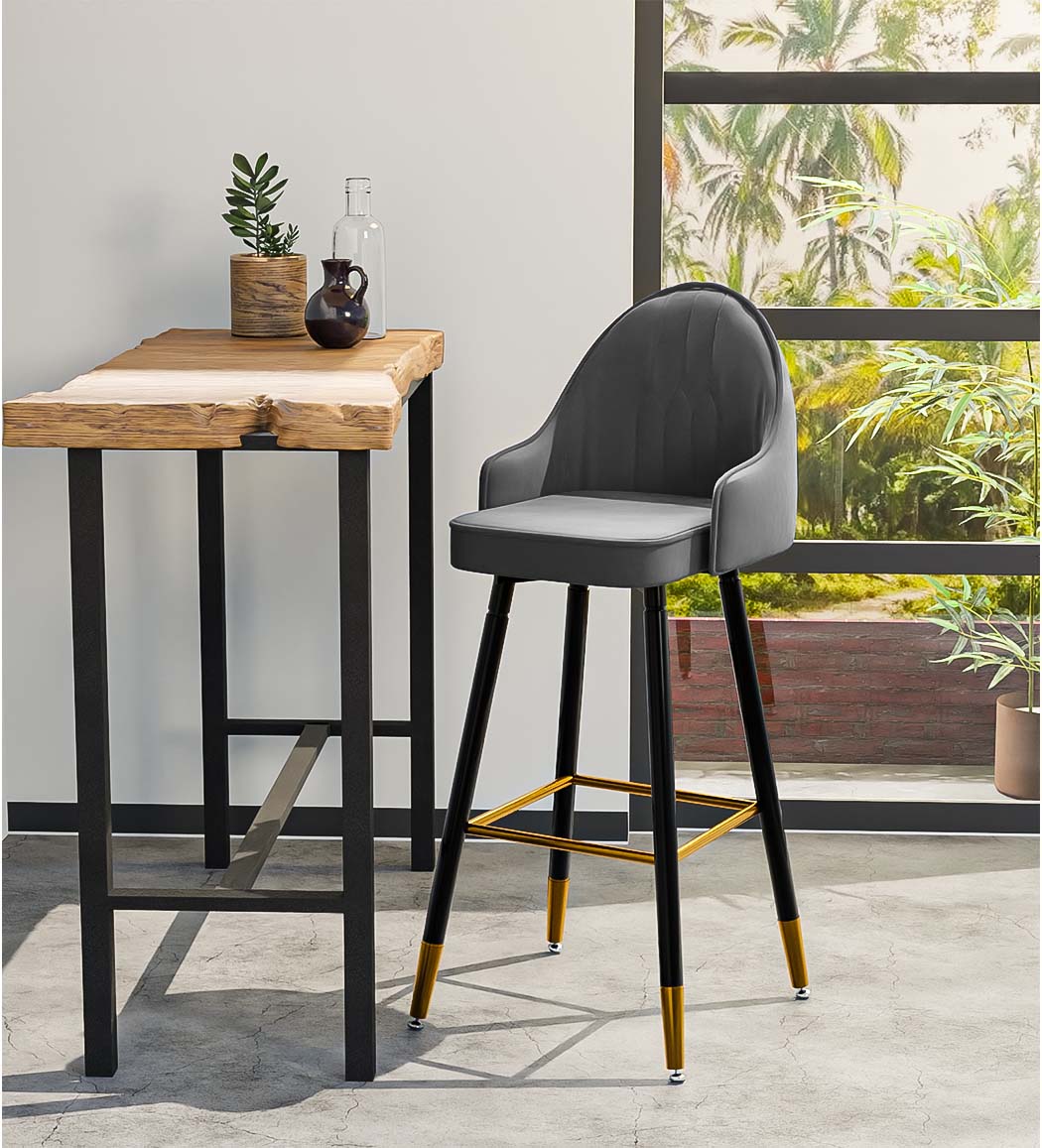 Levede 2X Velvet Swivel Bar Stools - Levede