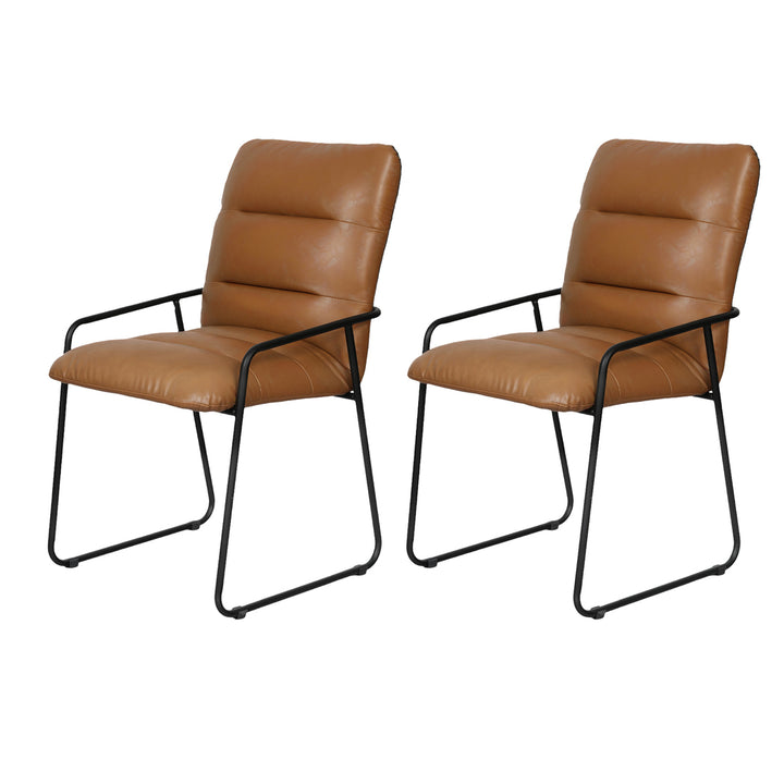 2x PU Dining Chair Metal Frame Modern Kitchen  Industrial Accent Chair