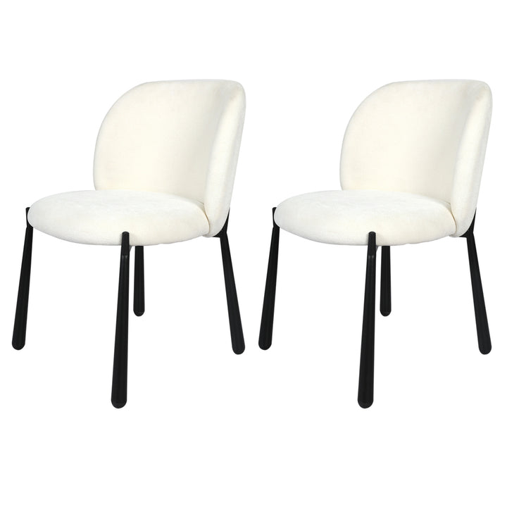 2x Sherpa Dining Chairs Thick Cushioned Upholstered Seat Metal Legs
