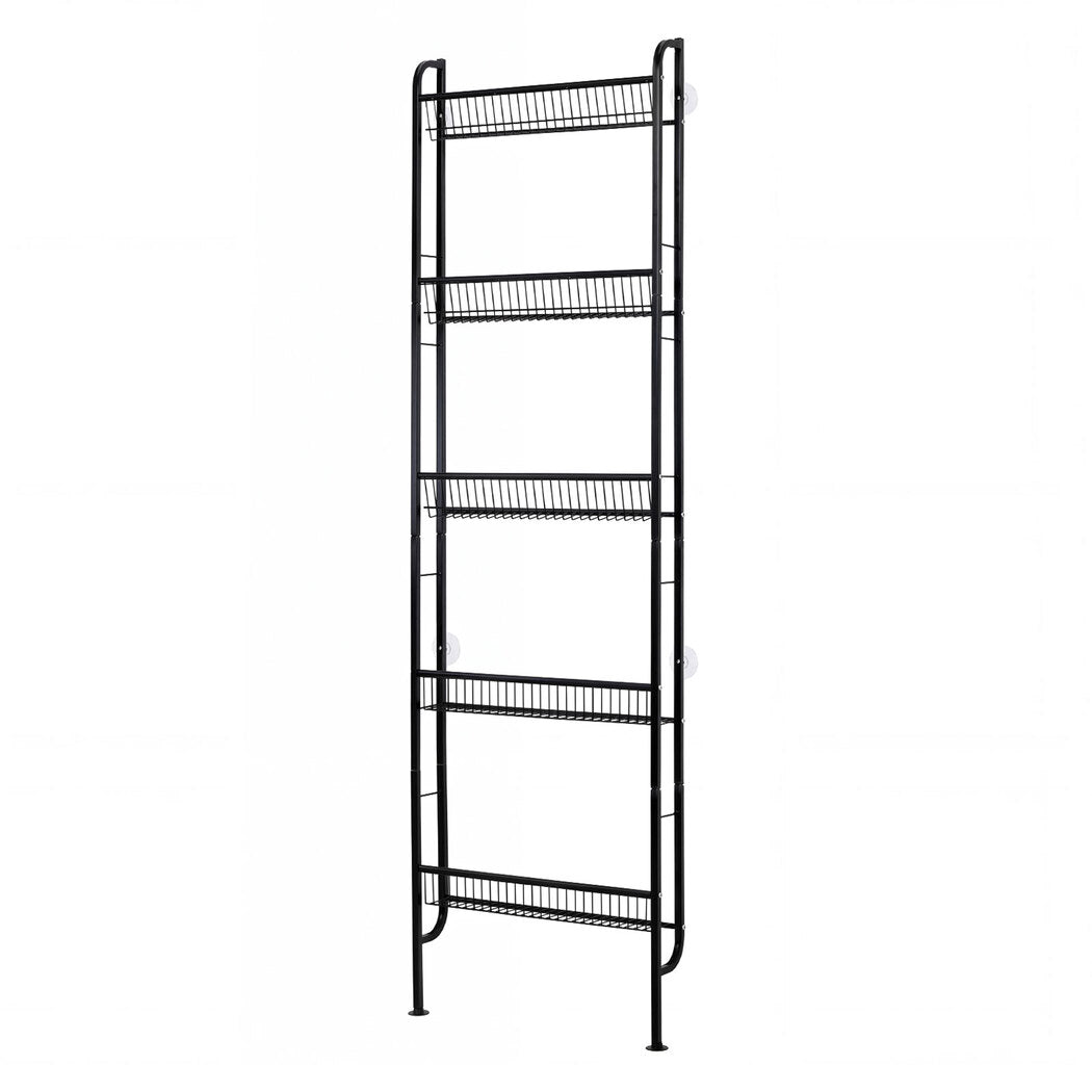 Slim Storage Rack Kitchen Organiser Wall Mounted Metal Shelf Black