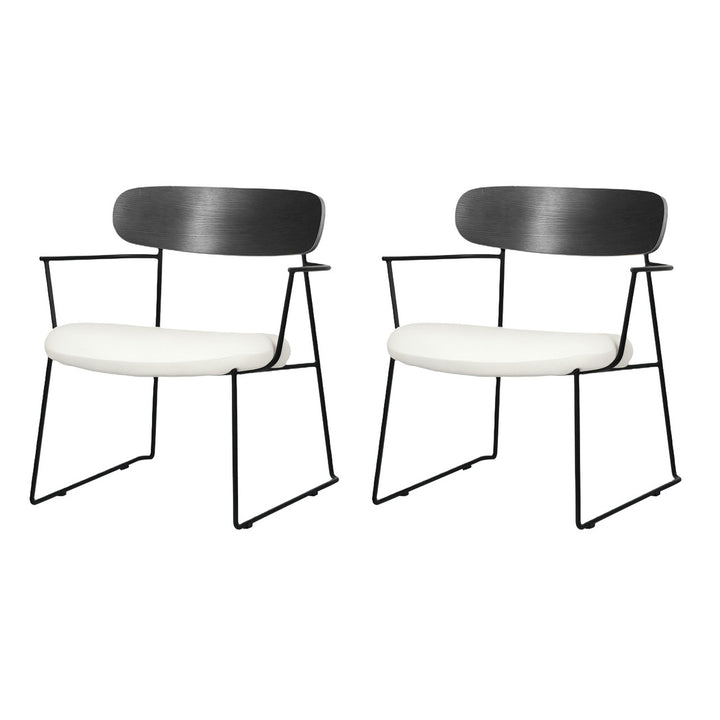 2x Dining Chairs Padded Armchair Soft Upholstered Metal Leg with Arms