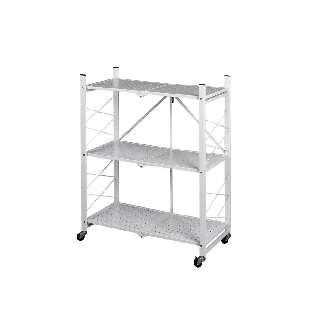 Levede Foldable Storage Shelf Display White 3 Tiers-1831592649665155072