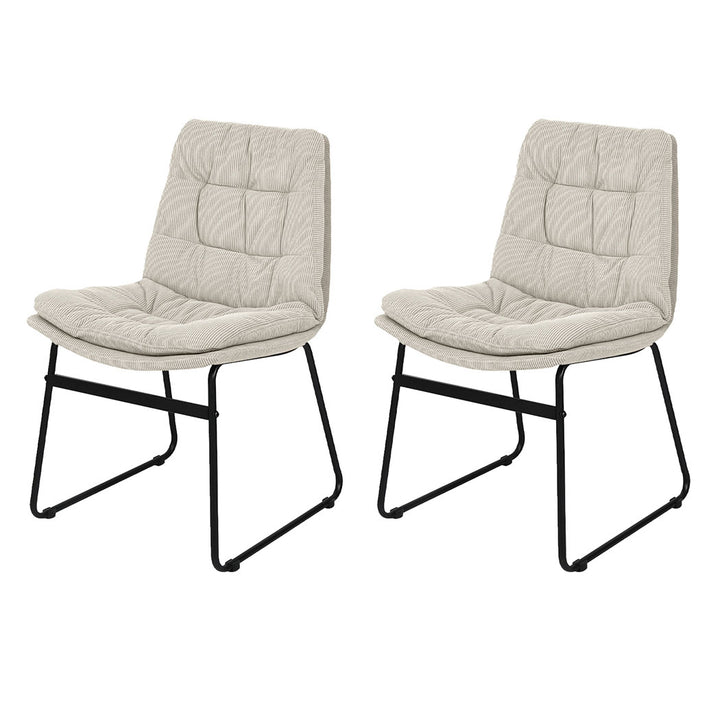 2x Dining Chairs Industrial Soft Corduroy Kitchen Padded Seat