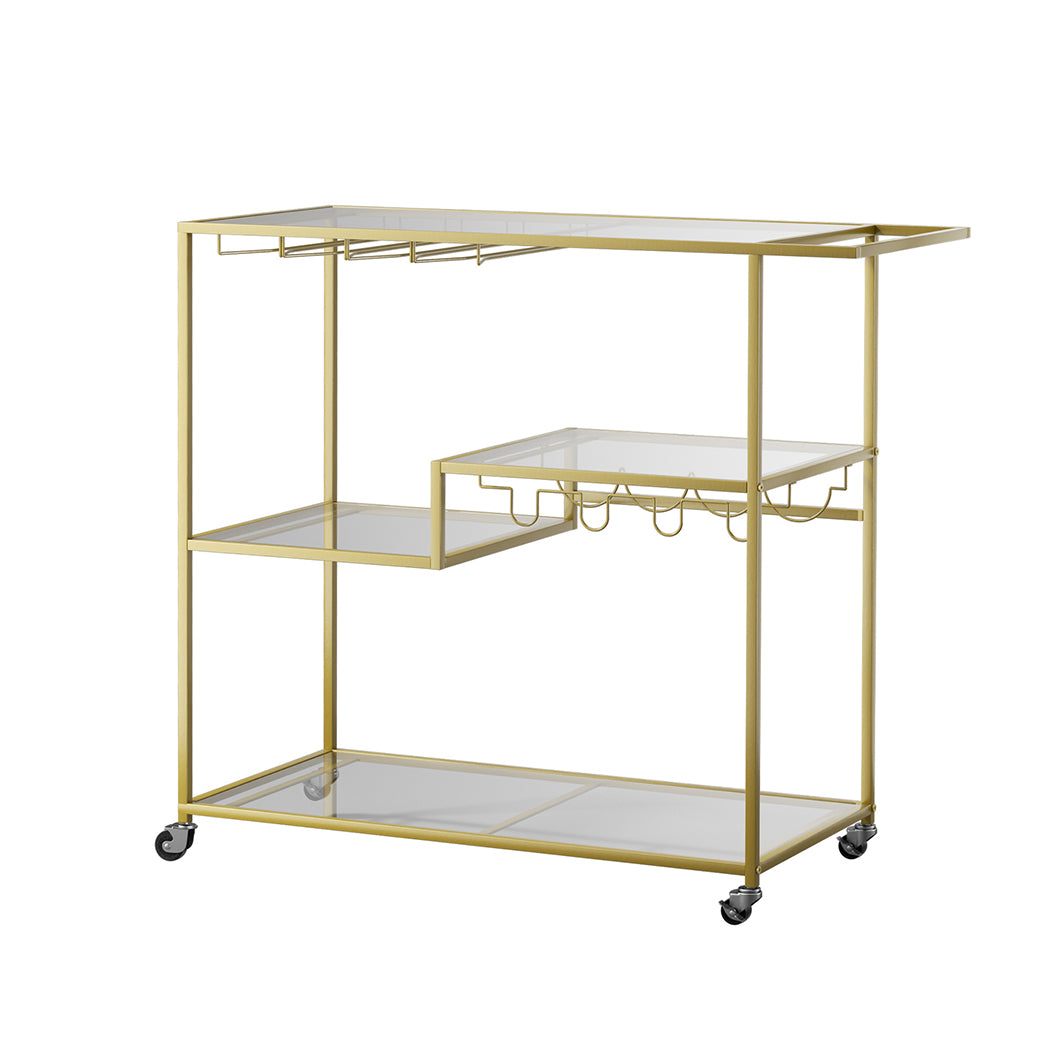 Levede Bar Cart Gold Drinks Serving Trolley 4 Tier - Levede