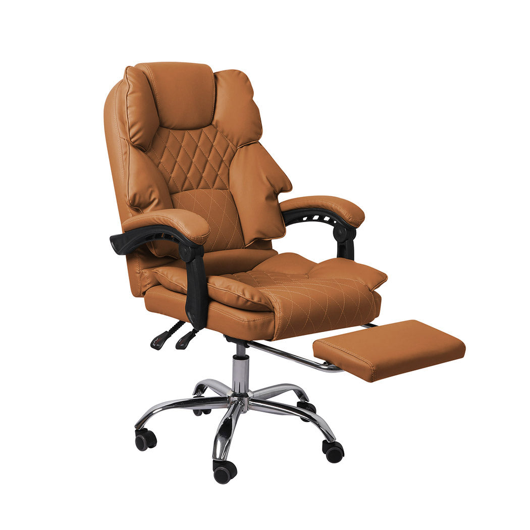 Levede Gaming Chair Office Computer Brown Footrest-1848848506664652800