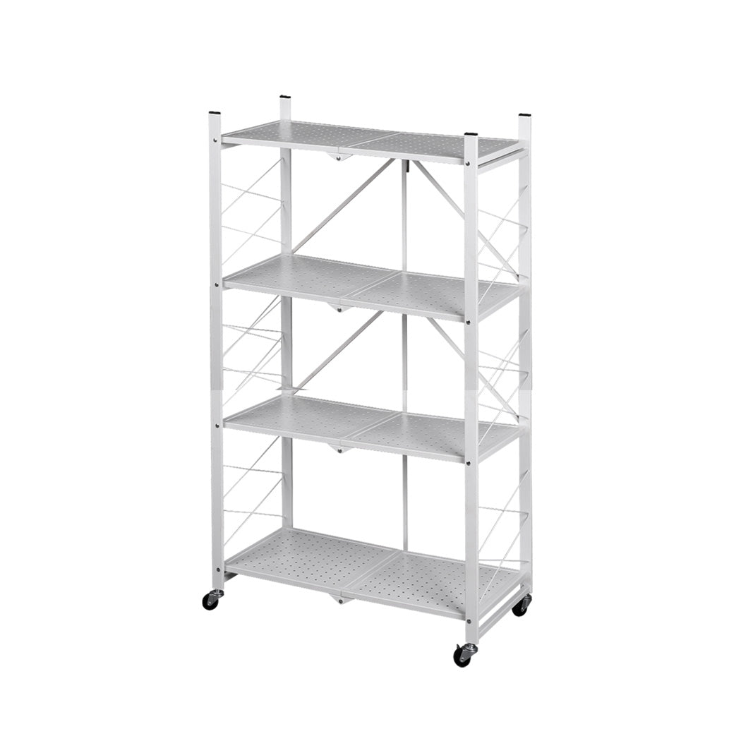 Levede Foldable Storage Shelf Display White 4 Tiers-1831592628454559744