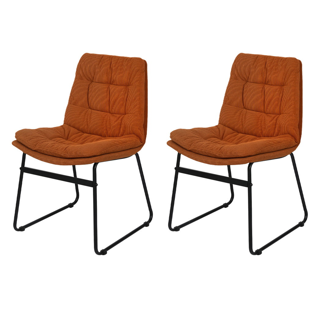 2x Dining Chairs Industrial Soft Corduroy Kitchen Padded Seat